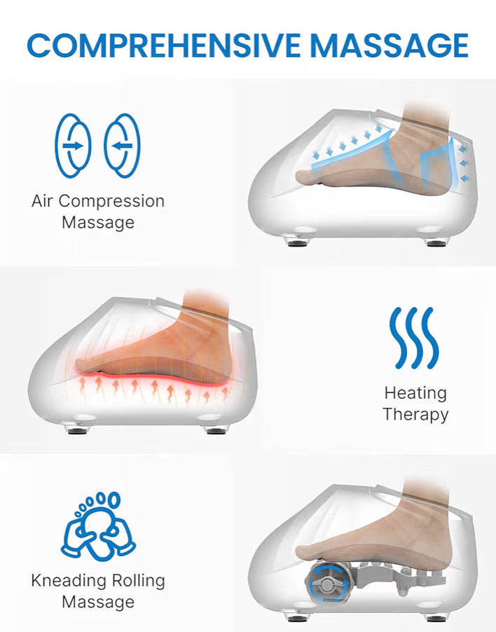 Foot Massager Machine with Heat Shiatsu Foot Massager for Plantar Fasciitis Cordless Control, Up to Size 14 (White)