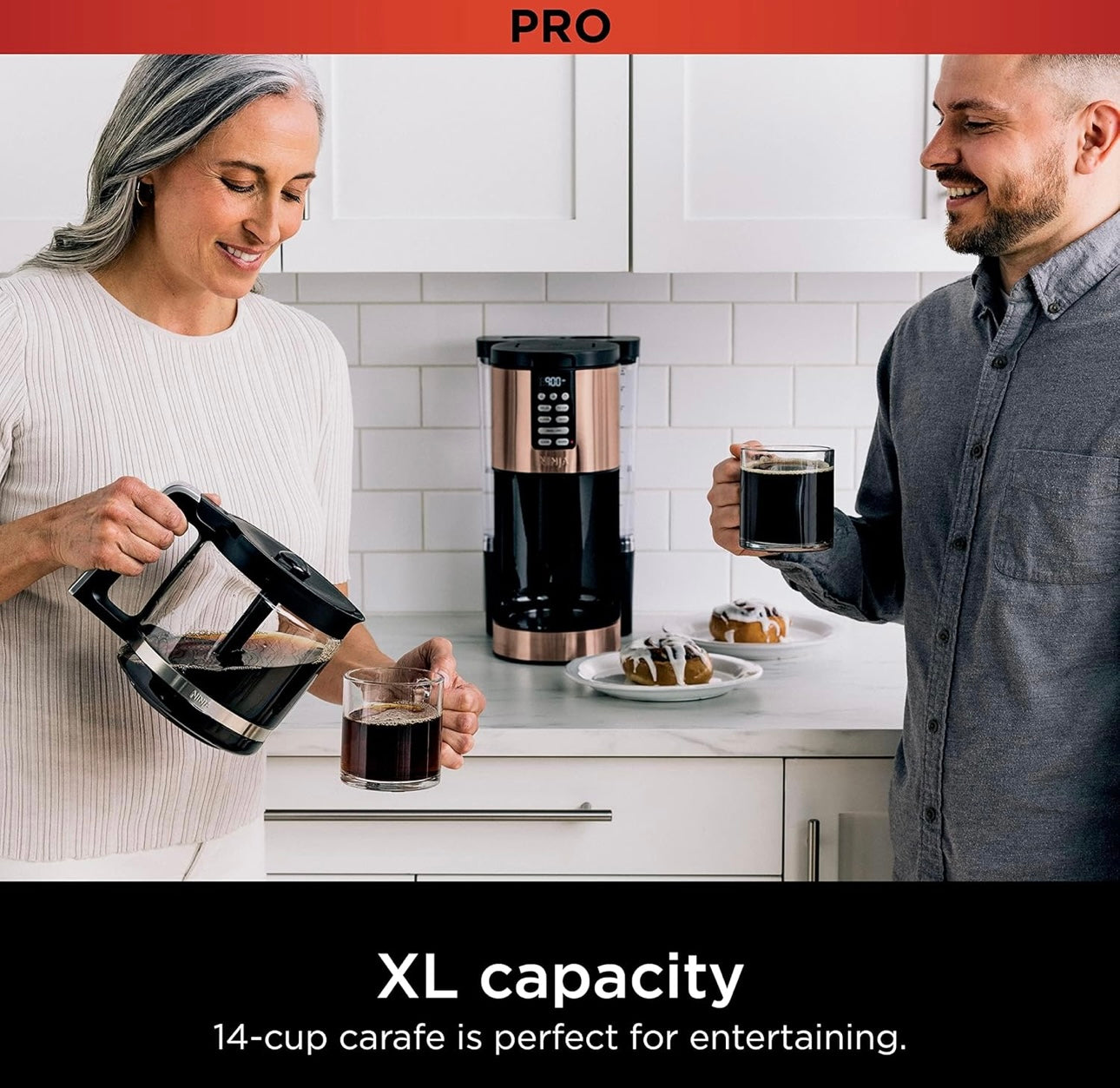 Ninja Programmable XL 14-Cup Coffee Maker PRO with Permanent Filter, 2 Brew Styles Classic & Rich - Copper DCM201CP