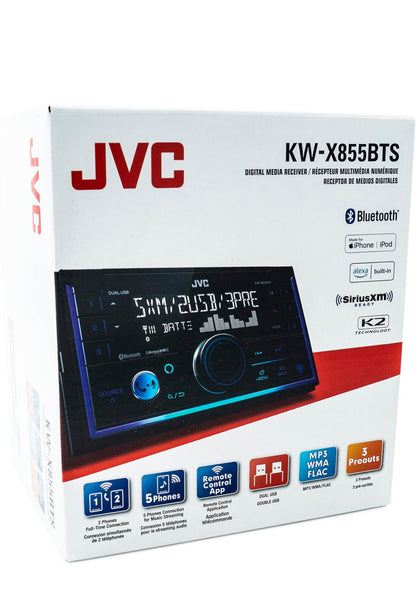 JVC KW-X855BTS Bluetooth-motorstereo-digitale media-ontvanger met USB-poort, AM/FM-radio, MP3-speler, Amazon Alexa, Android, iPhone, dubbel-DIN, 13-band EQ