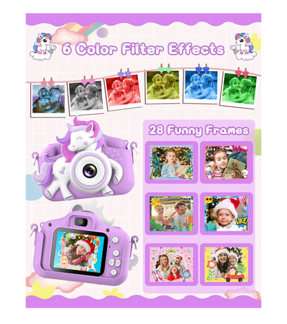 Kinderselfie-kamera 20 MP HD 1080P IPS-skerm Dubbele digitale speelding m/ 32Gb kaart - (Wit/Pers)