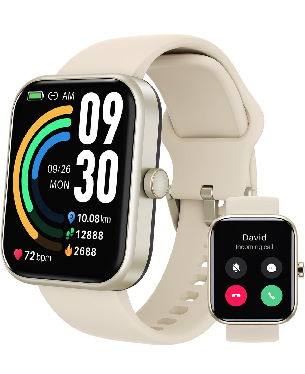 2025 New Upgraded Smart Watch for iPhone & Android, 1.83" Fitness Tracker Bluetooth, IP68 Waterproof Sleep Monitor - Gold