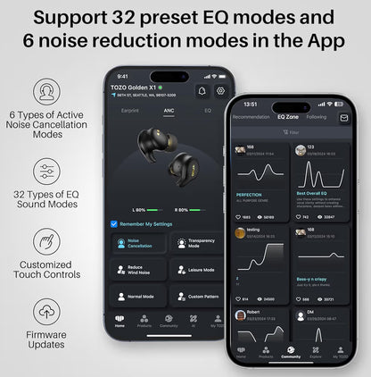 Golden X1 Wireless Earbuds Balanced Armature Driver and Hybrid Dynamic OrigX Pro, LDAC & Hi-Res Audio Wireless, Noise Cancellation - Galaxy Black/Blue