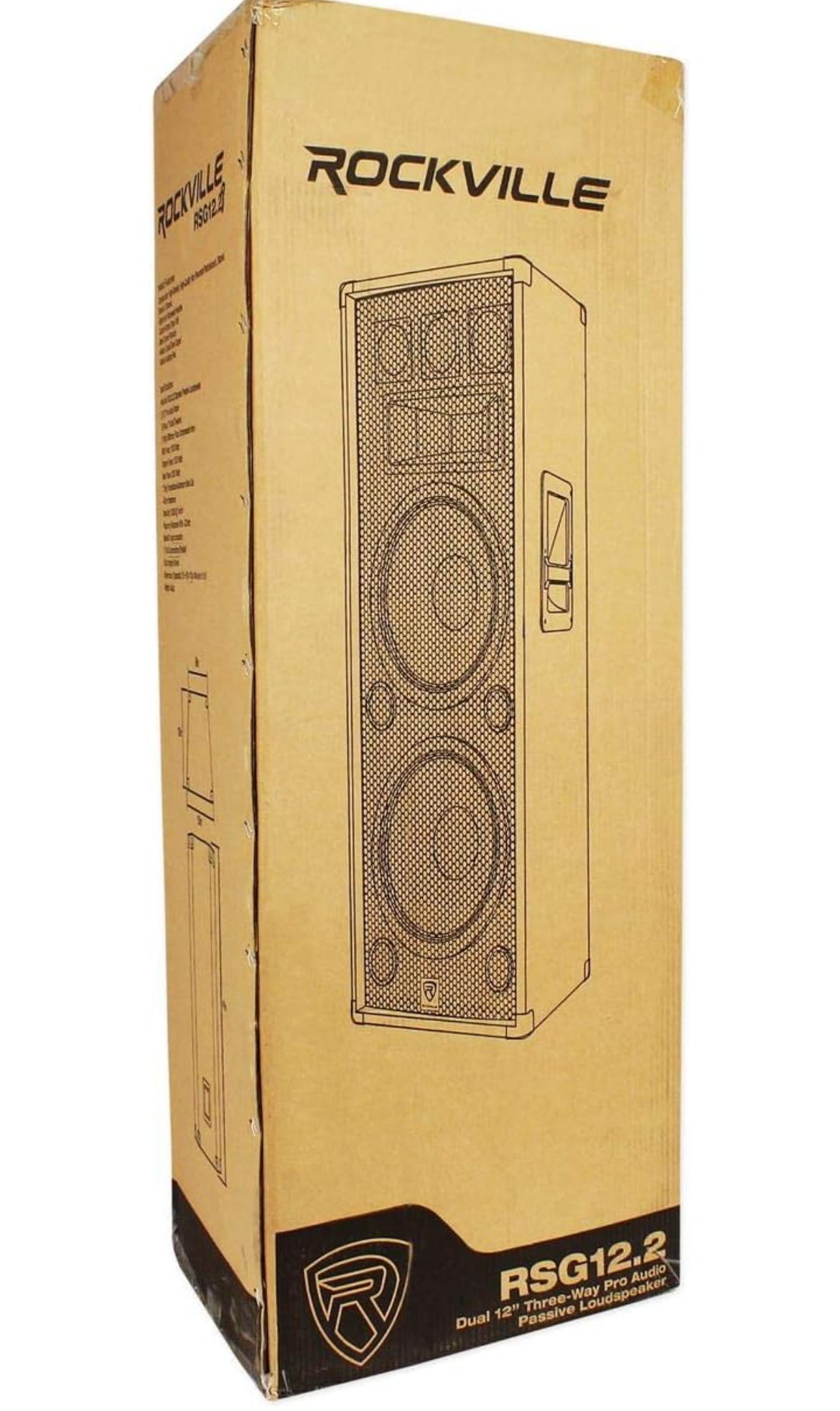 Rockville Dual 12” 2000 Watt 3-Way 8-Ohm Passive DJ/Pro Audio PA Speaker (RSG12.2)