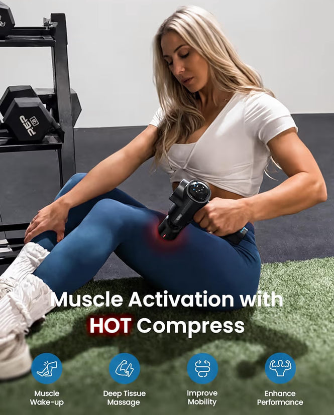 Massage Gun Deep Tissue with Charging Stand, Back Massager Heat and Cold Head, Percussion Body Muscle - Active Thermacool Deluxe