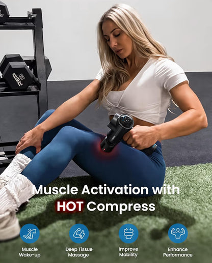 Massage Gun Deep Tissue with Charging Stand, Back Massager Heat and Cold Head, Percussion Body Muscle - Active Thermacool Deluxe