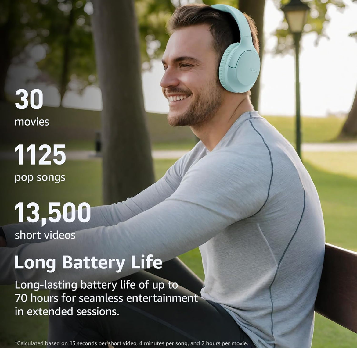 HA1 Bluetooth 5.4 Over Ear Headphones, 70H Playtime w/ Mic, Foldable Headset, Deep Bass Stereo