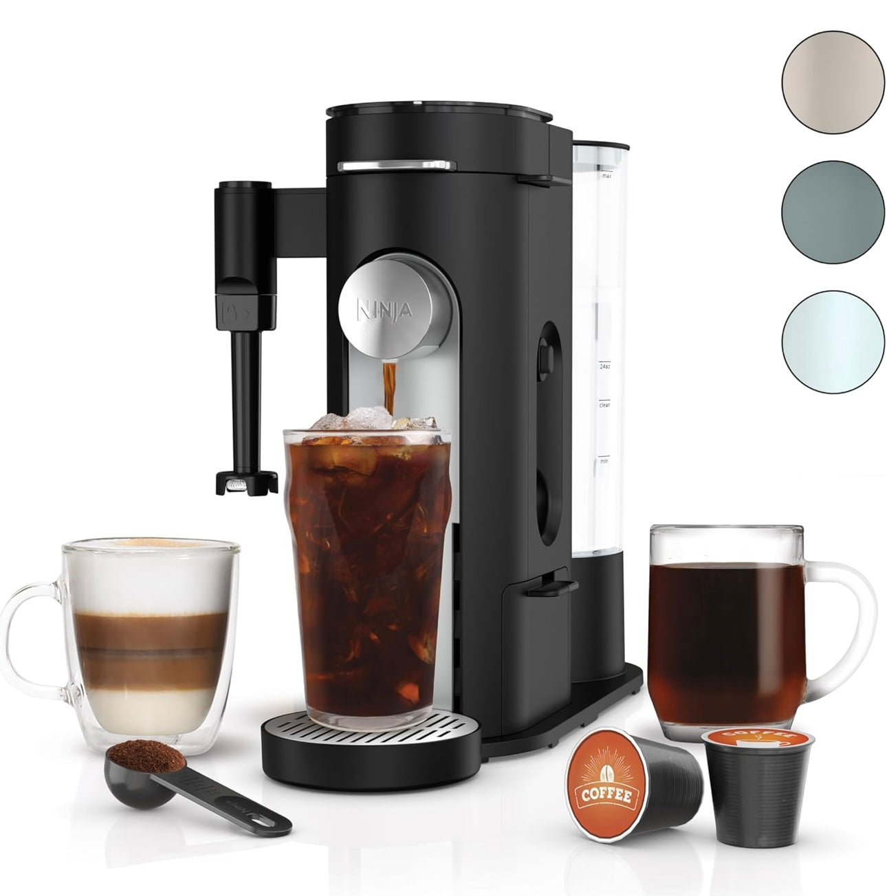 Ninja Coffee Maker Single Serve Brew with Coffee Pods & Grounds Compatible with K-Cup Coffee Pods - Black (PB051)