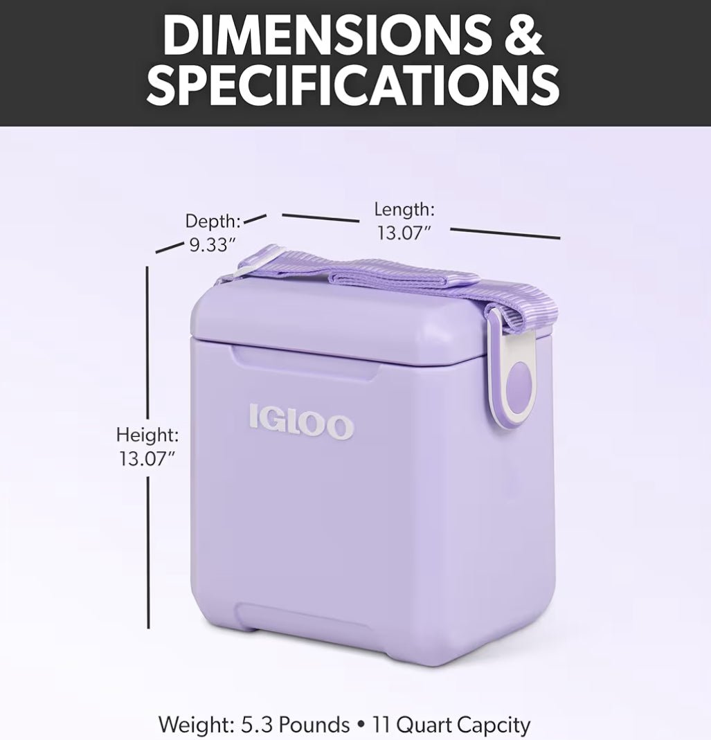 Igloo Tag Along Too Hard-Shell Insulated Cooler Portable Picnic Outdoor - (Lilac)