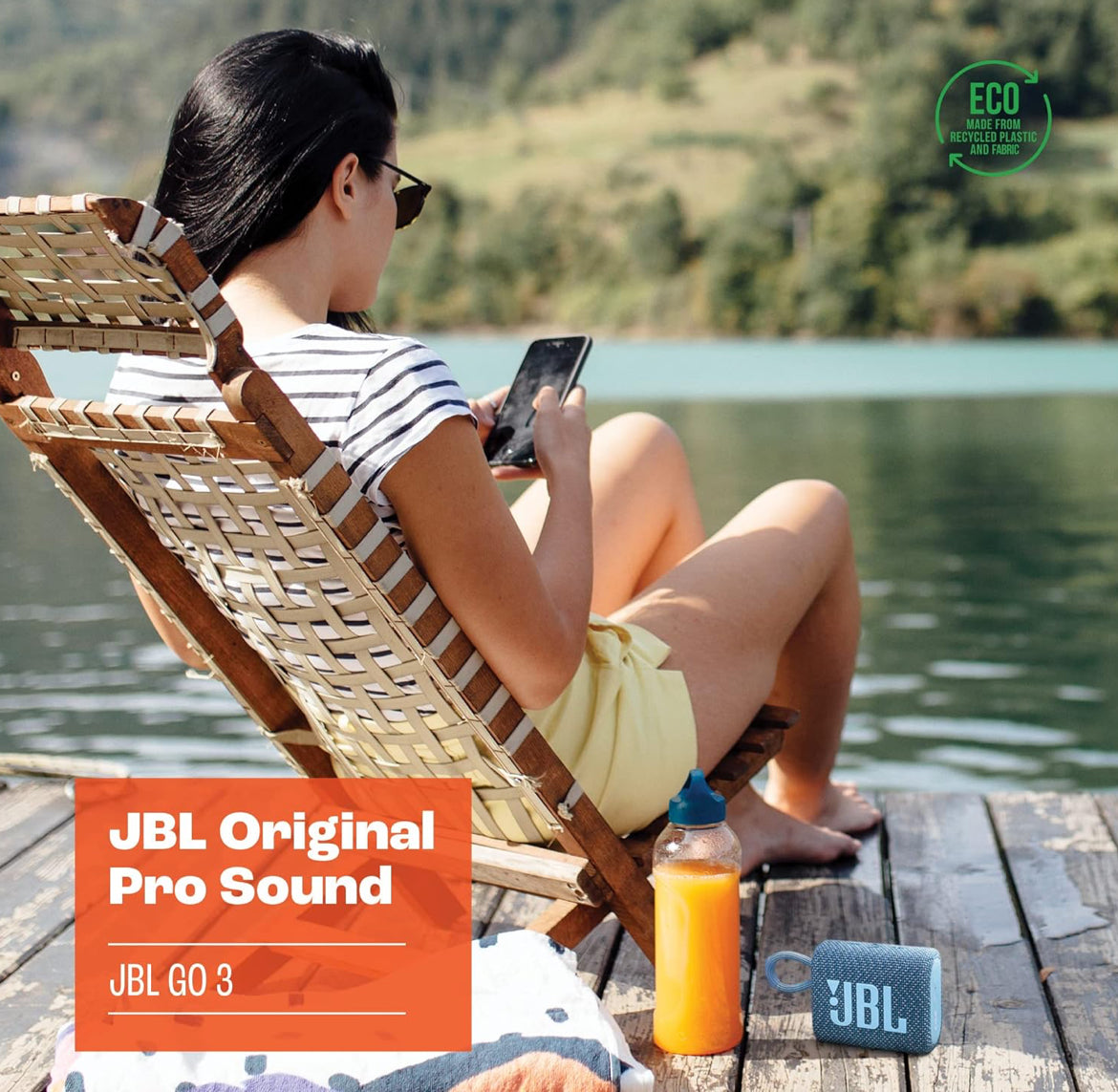JBL Go3 Eco - Portable Mini Bluetooth Speaker P67 Waterproof and Dustproof- (Eco Blue)