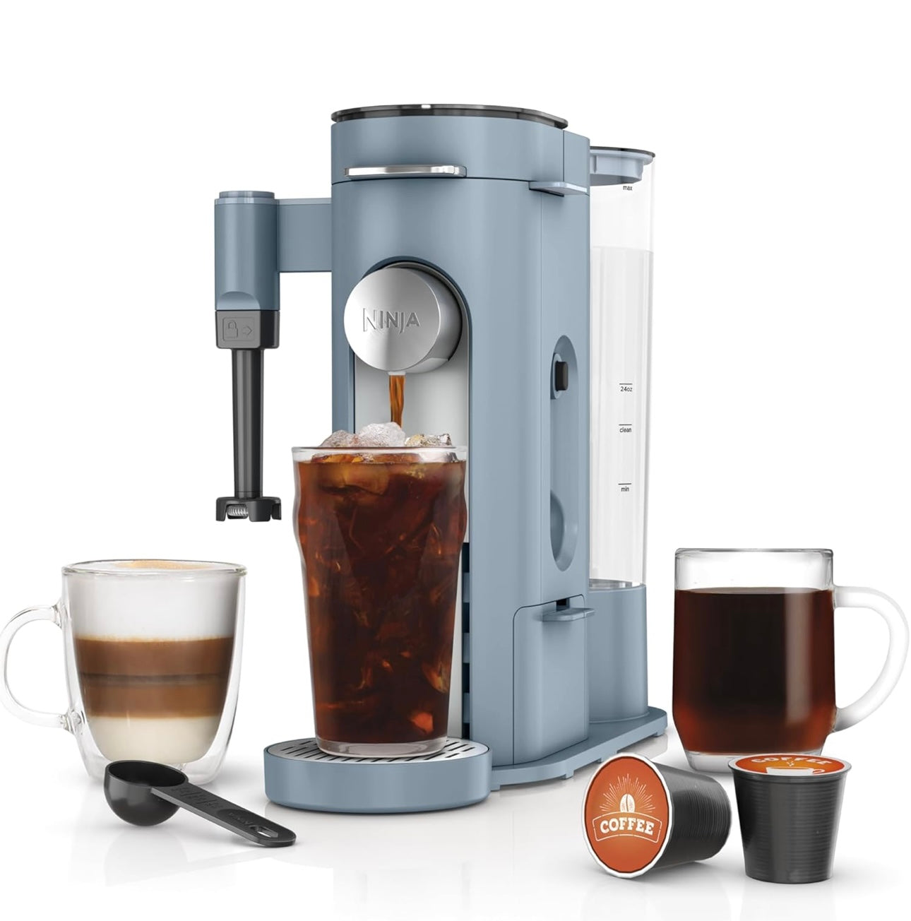 Ninja Pod & Grounds Specialty XL Single-Serve Coffee Maker, K-Cup Pod Compatible -Denim Blue (PB055ABL)