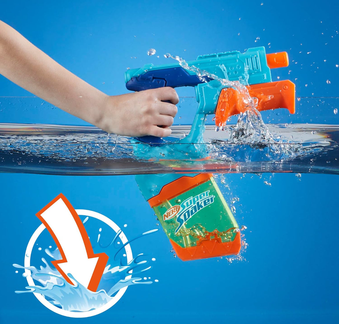 Nerf Super Soaker Dunk-Fill 2-Pack, 2 Water Blasters, Easy Instant Fill Tanks, Just Dunk & Go, 10.1 Fluid Ounce Tanks, Water Toys, Ages 6+