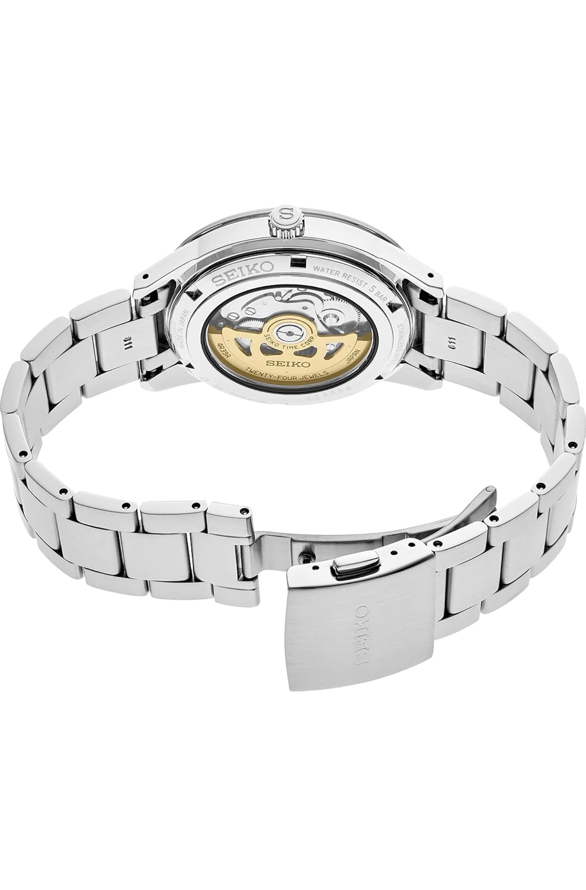 SEIKO Outomatiese Horlosie vir Mans - Presage Versameling - Swart Oop-Diafragma Wysplaat met Vintage 1960's Horlosie Inspirasie - 50M Waterbestand