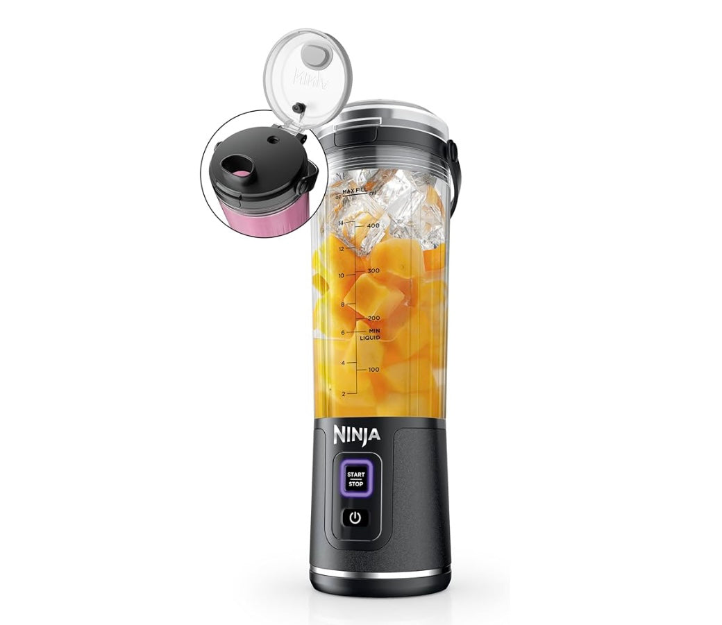 Ninja Blast Portable Blender, Cordless, 18oz. Vessel, Personal Blender BPA Free, Leakproof-Lid and Sip Spout, USB-C Rechargeable, Dishwasher Safe, Metallic - Black BC151MB