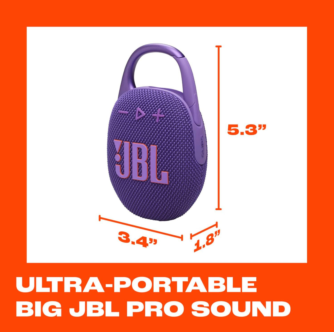 JBL Clip 5 - Ultra-Portable, Waterproof & Dustproof Bluetooth Speaker, Big Pro Sound with Punchy bass - (Purple)