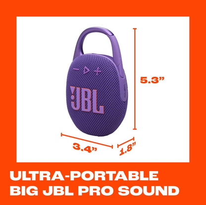 JBL Clip 5 - Ultrakompakte, Waterdigte & Stofdigte Bluetooth-luidspreker, Groot Pro Klank met Kragtige bas - (Pers)