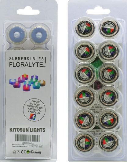 KITOSUN Submersible LED Lights cr2032 Battery Powered Underwater Waterproof LED Tea Light Candles for Events Wedding Centerpieces Vase Floral Xmas Holidays Home Decor Lighting(Pack of 12) (Yellow)