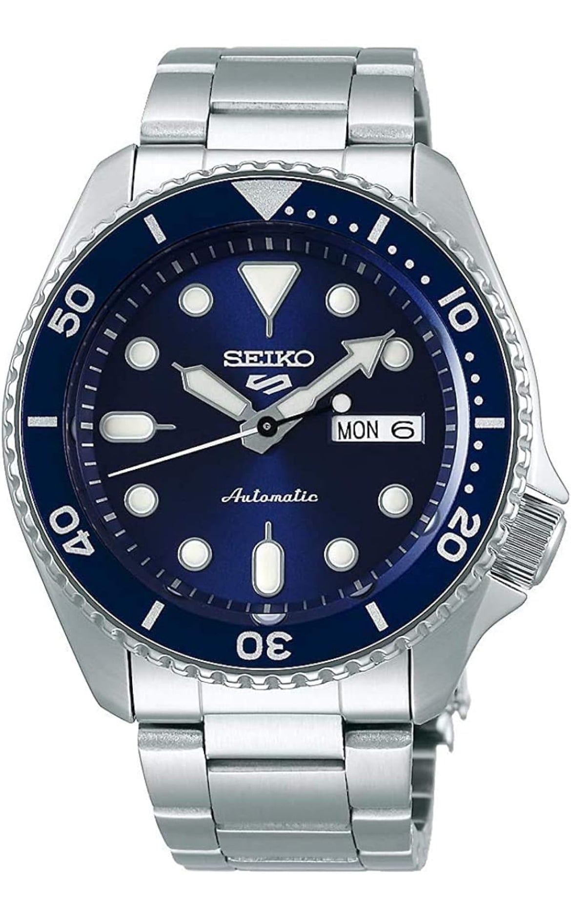 SEIKO Outomatiese Horlosie vir Mans - 5 Sports - Dag-/Datumkalender, LumiBrite Wysers en Merkers, en Roterende Ring, 100m Waterbestand