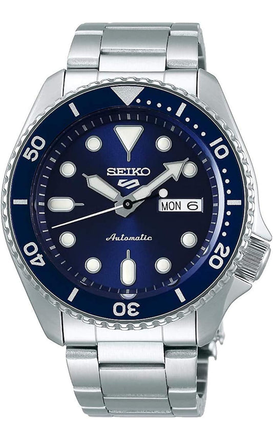 SEIKO Outomatiese Horlosie vir Mans - 5 Sports - Dag-/Datumkalender, LumiBrite Wysers en Merkers, en Roterende Ring, 100m Waterbestand