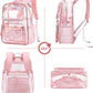 Clear Backpack for Girls Women Transparent Kids Elementary College School Bag Travel Laptop Backpacks Large Bookbags (Pink)