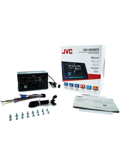 JVC KW-X855BTS Bluetooth Motorstereo Digitale Media-ontvanger met USB-poort, AM/FM-radio, MP3-speler, Amazon Alexa, Android, iPhone, Dubbel DIN, 13-band EQ