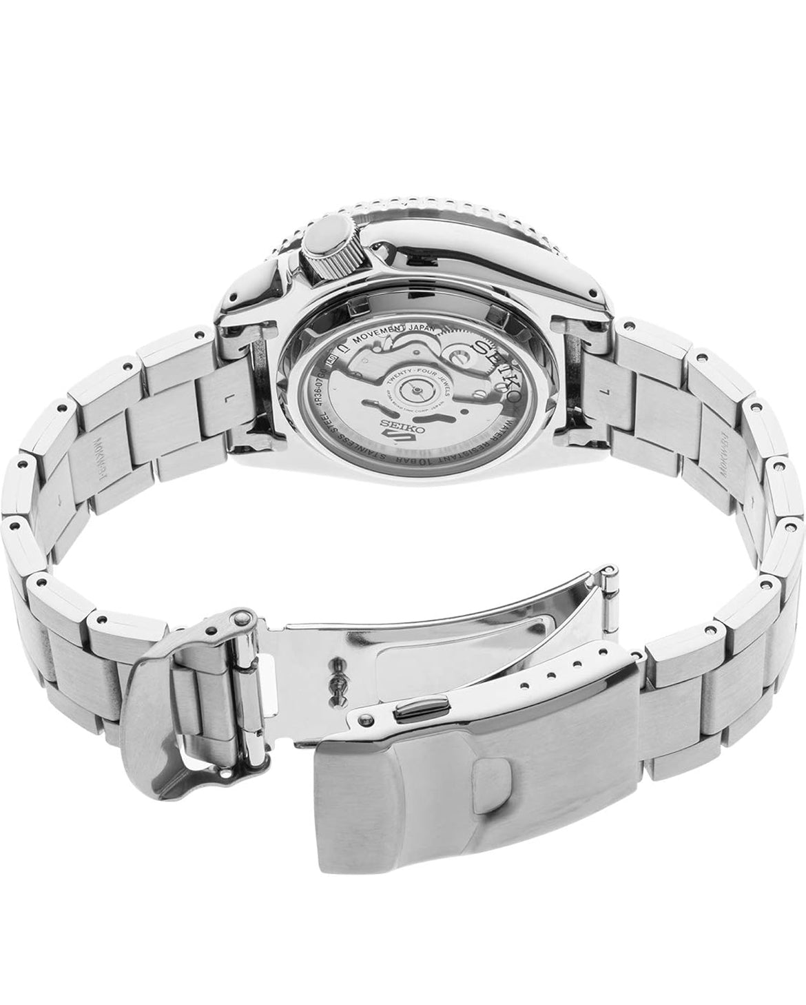 SEIKO Outomatiese Horlosie vir Mans - 5 Sports - Dag-/Datumkalender, LumiBrite Wysers en Merkers, en Roterende Ring, 100m Waterbestand