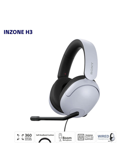 Sony INZONE H3 Bedrade Speletjieshooftelefoon met Mikrofoon, PS5-koptelefoon, Oor-die-oor Discord Gesertifiseerde MDR-G300 - (Wit)