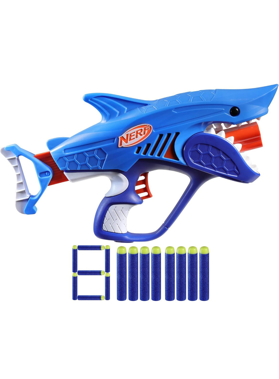 NERF Junior Wild Sharkfire, Easy Play Dart Blaster, 8 Nerf Elite Darts, Nerf Blaster Shark Toys for 6 Year Old Boys & Girls & Up, Outdoor Toys