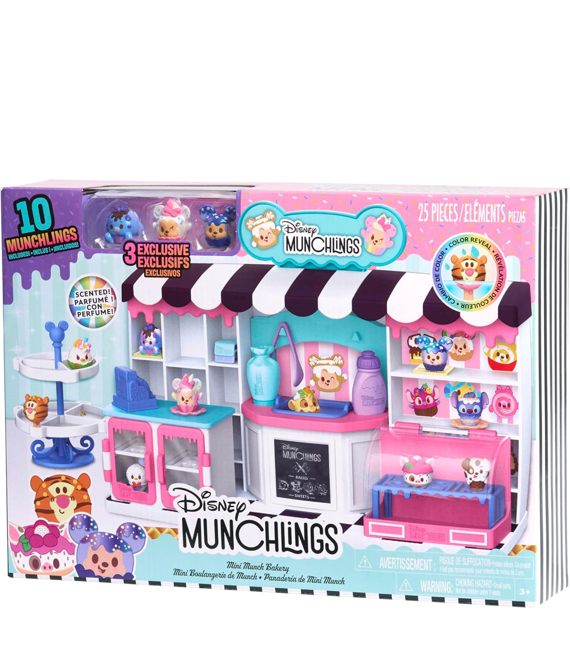 Just Play Disney Munchlings Mini Munch Bakery (25-Piece) Color Change Figure Playset, 1" Collectible Scented Figurines