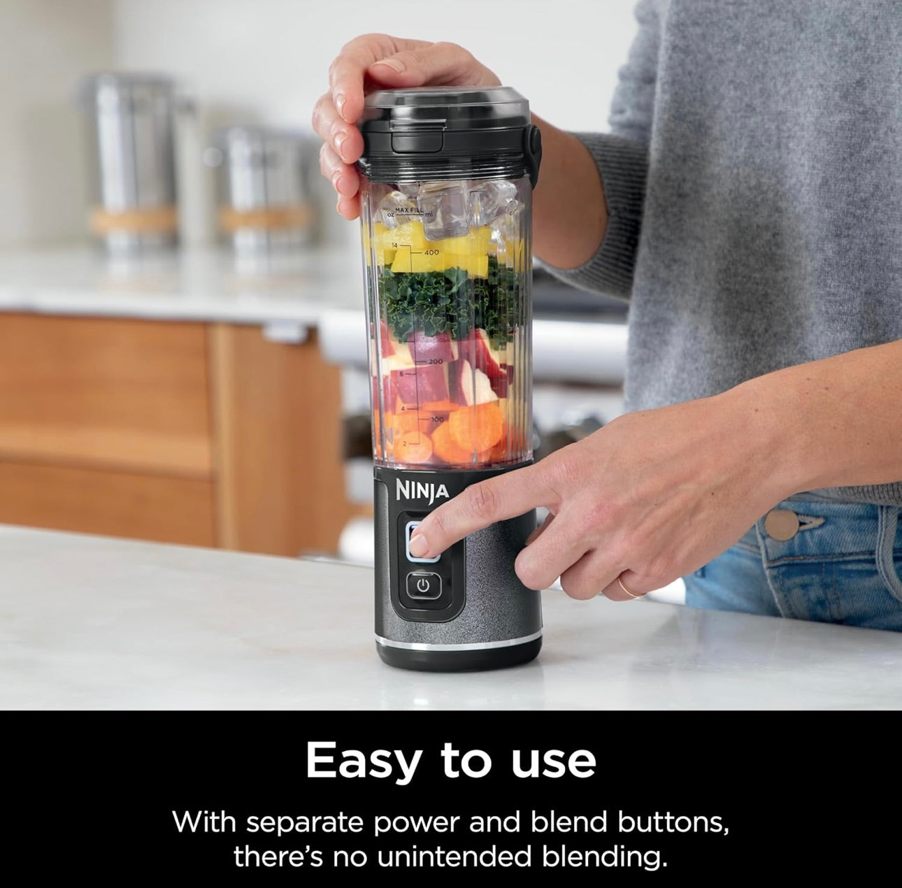 Ninja Blast Portable Blender, Cordless, 18oz. Vessel, Personal Blender for Shakes & Smoothies, BPA Free - Black Glitter, BC152JB