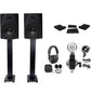 Rockville 2 DPM5B 5.25" 300w Dual Active Studio Monitors+Stands+Pads+Headphones BUNDLE