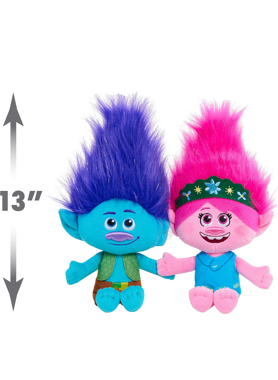 Trolls 13-inch World Tour Poppy & Branch Friendship Plush 2-Pack Stuffed Animals, Kids Toys for Ages 3 Up, Amazon Exclusive by Just Play
