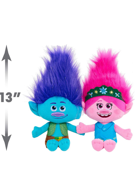 Trolls 13-duim World Tour Poppy & Branch Vriendskap Plush 2-Pak Opgepropte Diere, Kinderspeelgoed vir Ouderdomme 3 Op, Amazon Eksklusief deur Just Play