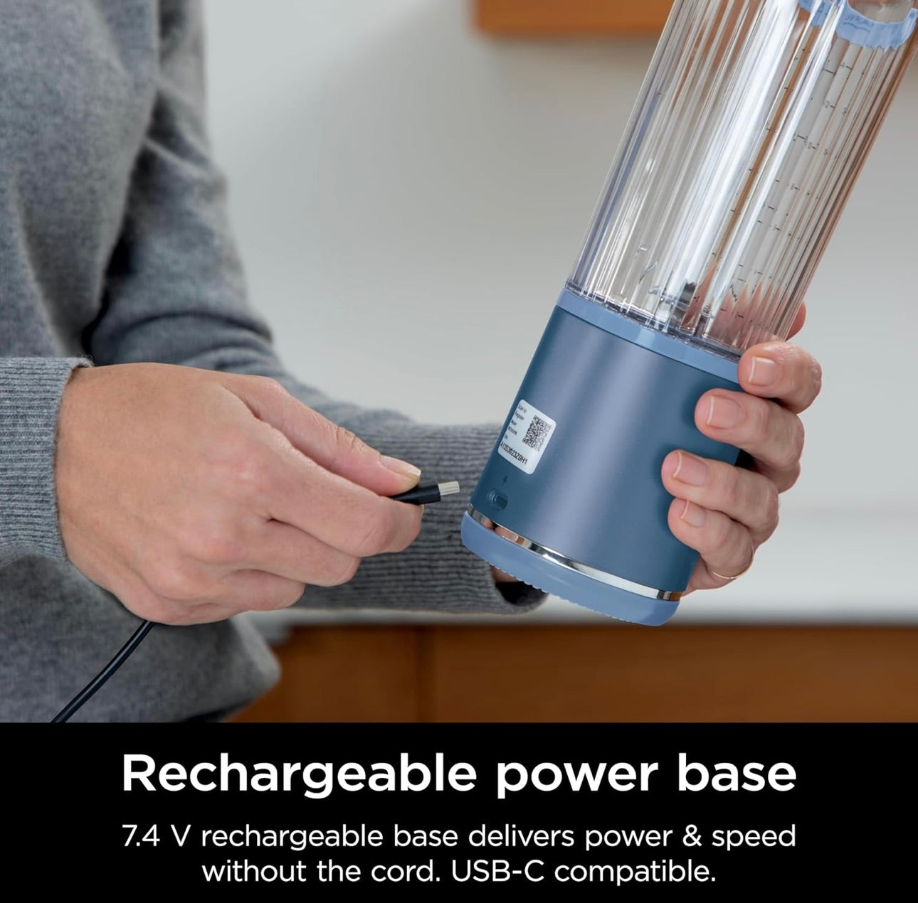 Ninja Blast Portable Blender, Cordless, 18oz. Vessel, Personal Blender BPA Free, Leakproof-Lid and Sip Spout, USB-C Rechargeable, Dishwasher Safe Parts - Denim Blue (BC151ND)
