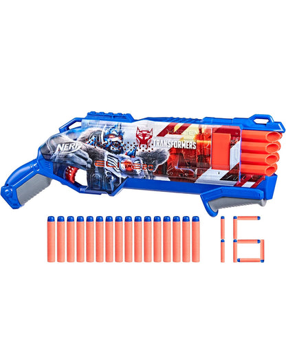 NERF Transformers Optimus Primal Dart Blaster, 16 Nerf Elite Darts, Pump Action, Toy Foam Blasters for 8 Year Old Boys & Girls & Up