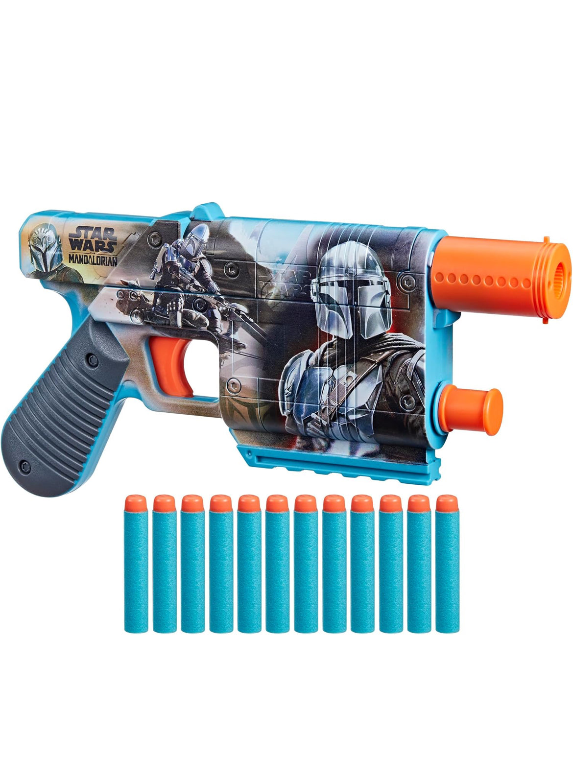 Nerf Star Wars The Mandalorian Dart Blaster, 12 Elite Darts, Internal Clip, Toy Foam Blasters for 8 Year Old Boys & Girls & Up