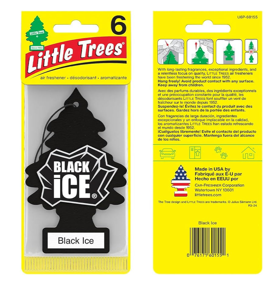 LITTLE TREES Motorvoertuig-lugverfrisser Langdurige Geur - Black Ice, 24 eenhede
