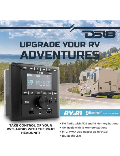 DS18 RVR1 RV Hoofeenheid LCD-skerm, FM/AM, MP3, USB, HDMI, Bluetooth-ontvanger vir Voertuig RV