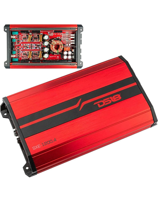 DS18 SXE-1200.4/RD Car Amplifier Stereo Full-Range Class A/B 4-Channel @4 OHM 1200 Watts - Powerful and Compact Amp  - NEW