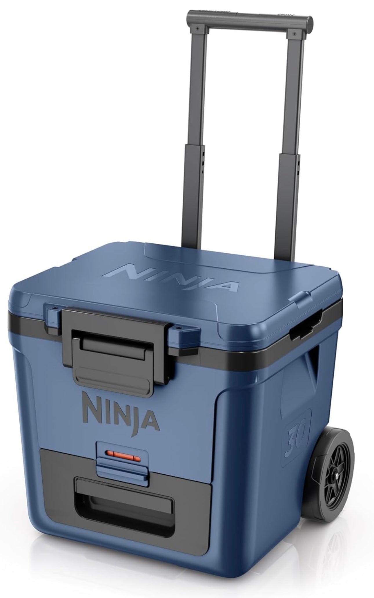 Ninja Cooler FrostVault 30QT-koeler met wiele – geïsoleer met Temp Dry-berglaai, hou ys dae lank koud – Lakeshore Blue