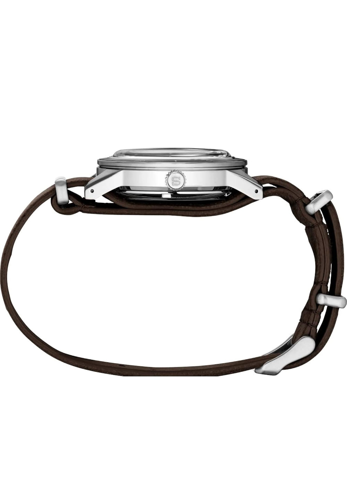 SEIKO Mans Groen Horlosieplaat Bruin Leerband Outomatiese Horlosie