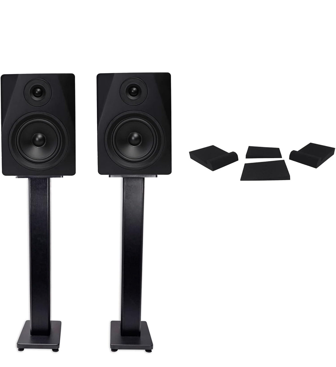 Rockville (2) DPM5B Powered 5.25" 300w Active Studio Monitors+Stands+Pads