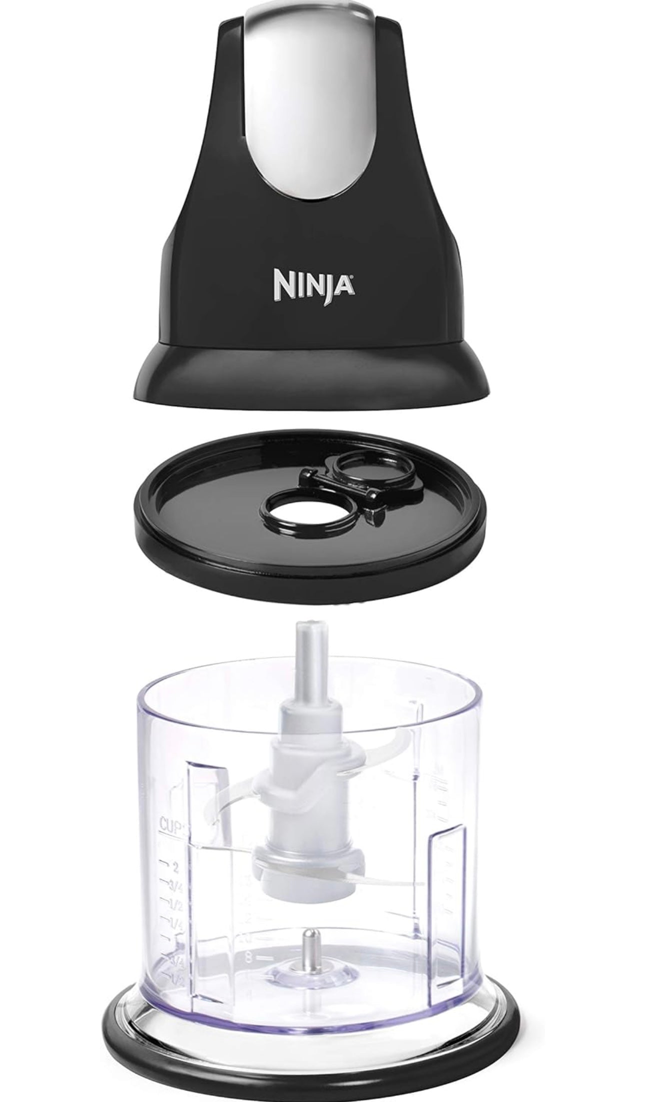 Ninja NJ100GR Express Chop Manual Food Processor for Chopping Mincing Pureeing Vegetables and other Ingredients 16-Ounces - Gray