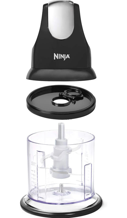 Ninja NJ100GR Express Chop Handmatige Voedselverwerker vir Kap, Fynmaak, Puree van Groente en ander Bestanddele 470ml - Grys