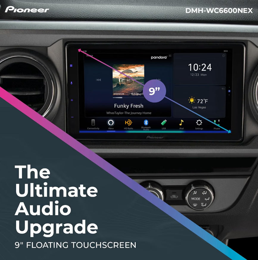 Pioneer 9" Capacitive Touchscreen Modular Chassis Car StereoDigital Multimedia Receiver, Wireless CarPlay & Android Auto, Amazon Alexa, Bluetooth, HD Radio, Backup Cam, Hi-Volt RCA