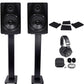 Rockville 2 APM8B 8" 500W Powered Studio Monitors+Stands+Pads and Headphones