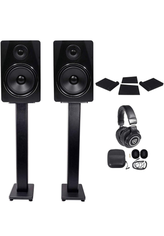 Rockville 2 APM8B 8" 500W Aktiewe Ateljeemonitors+Stande+Kussings en Oorfone