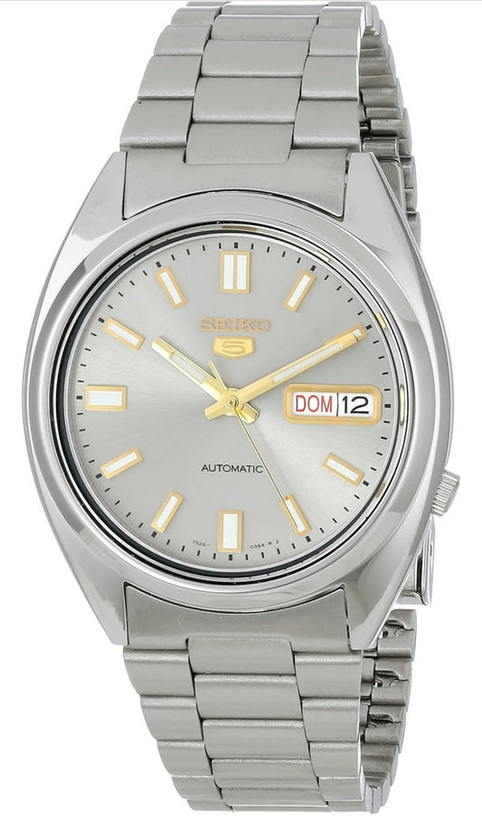 Seiko 5 Outomatiese Vlekvrye Staalhorlosie - Silwer