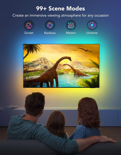Govee TV LED Backlight, RGBIC Smart LED Strip Lights for 55-65 Inch TVs, Bluetooth and Wi-Fi APP Control, Works with Alexa & Google Assistant, Music Sync, 99+ Scene Modes, Adapter