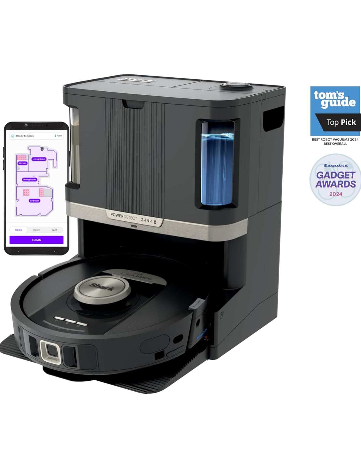 Shark Robot Vacuum & Mop Combo, PowerDetect NeverTouch Pro, Self-Emptying - NEW