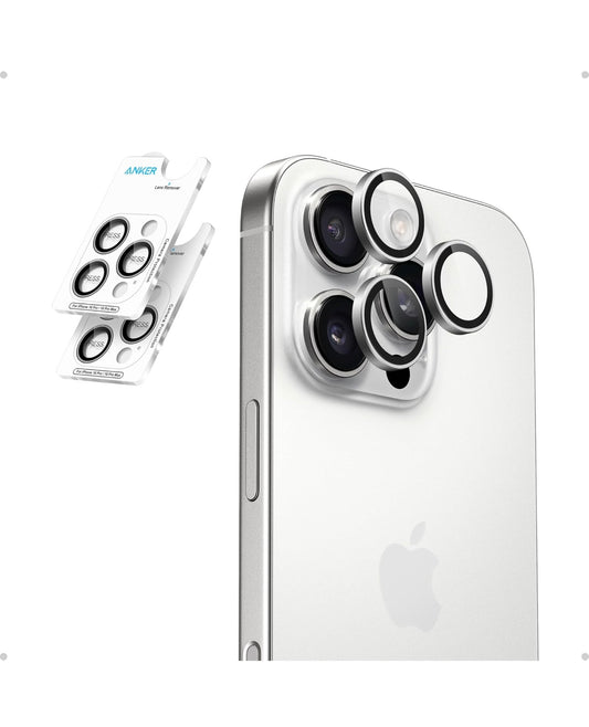 Anker Camera Lens Protector for iPhone 16 Pro/16 Pro Max, 2-Pack HD and Ultra-Durable - (Silver)